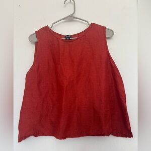 EILEEN FISCHER RED ORANGE LINEN FLOWY BLOUSE SZ LARGE